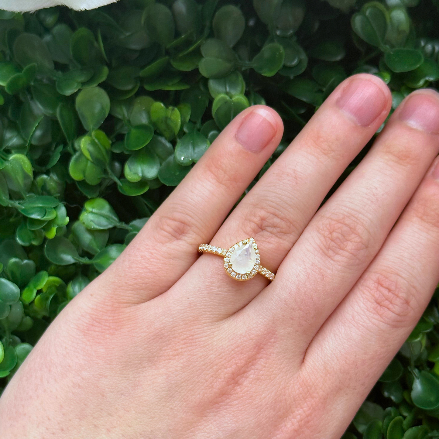 Golden Teardrop Gold Moonstone Ring