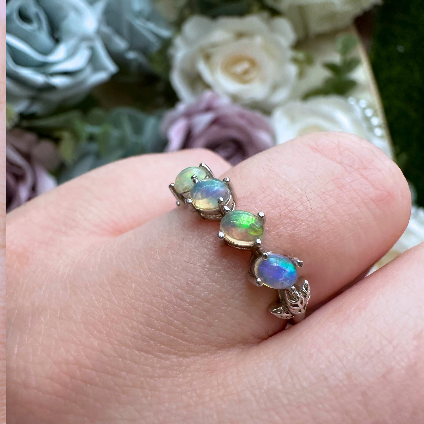 Moon Drops Opal Ring Band