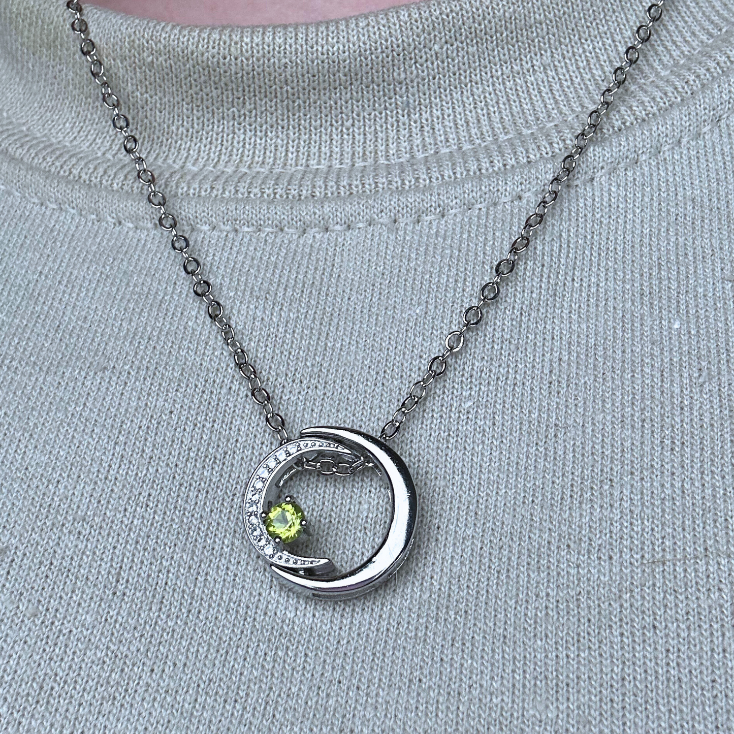 Lunar Eclipse Rotating Crescent Moon Necklace