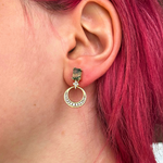 Morning Sun Moss Agate Gold Drop Earring Hoops