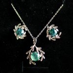 Vine Moss Agate Necklace and Earrings Set