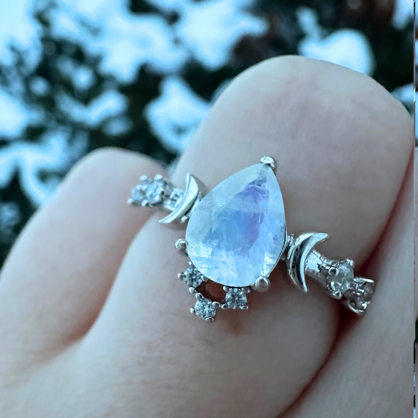 Lunar Phases Moonstone Ring