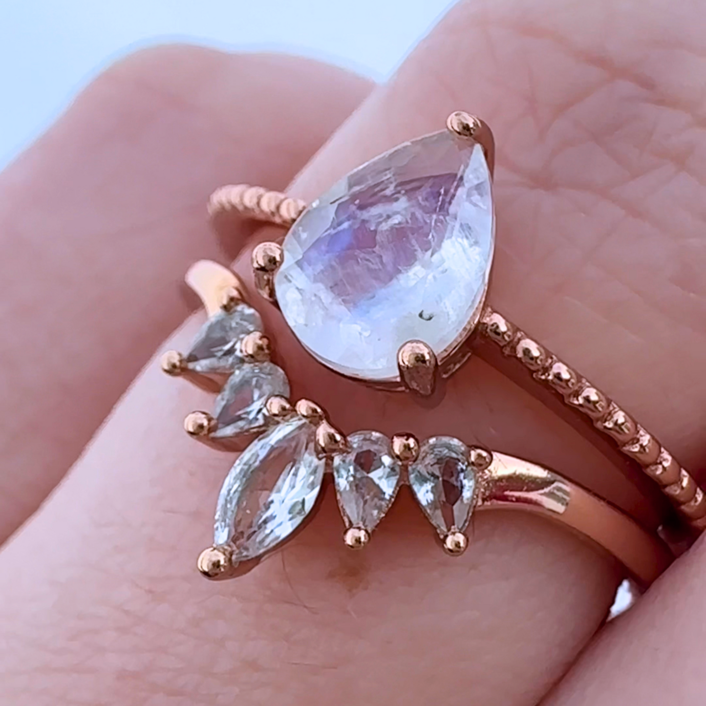 Lunar Princess Moonstone Ring Set