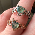 Mother Earth Moss Agate Heart Ring