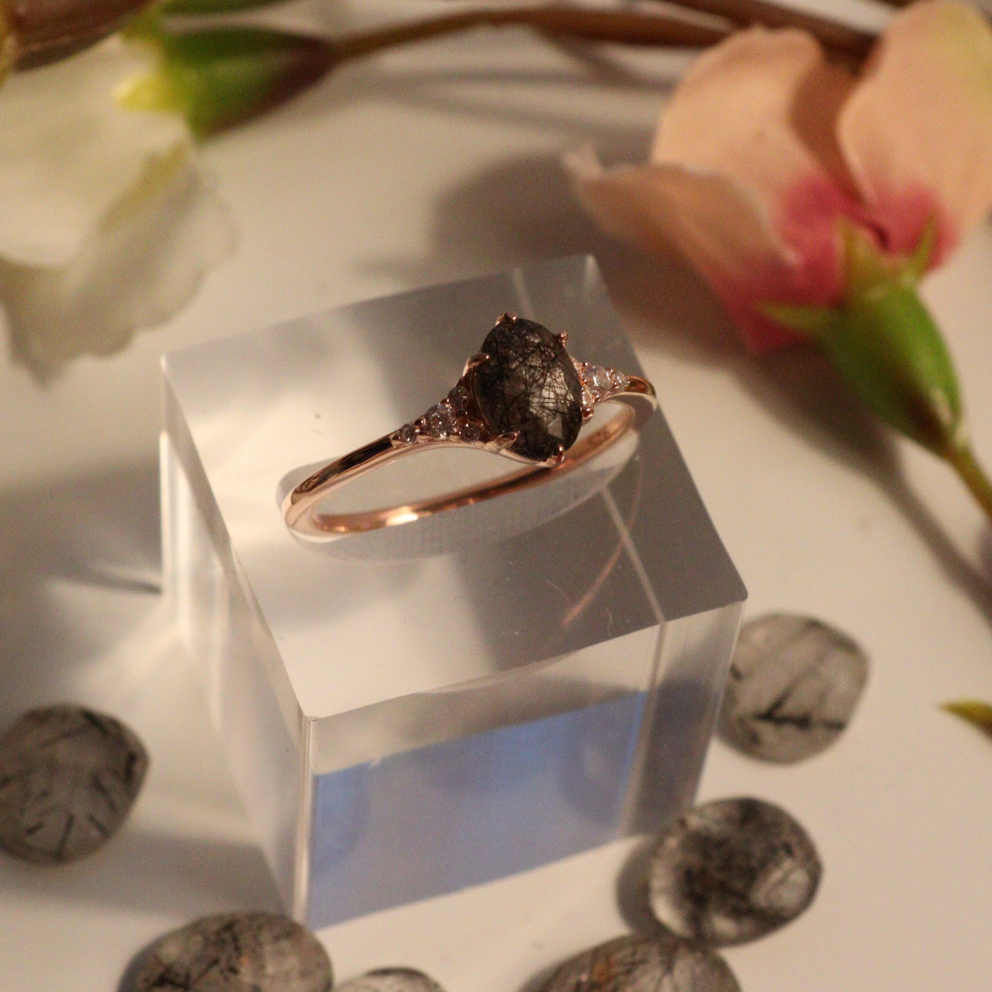 Hybrid Black Rutilated Quartz Ring