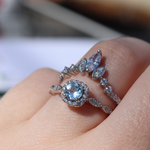 Cosmic Center and Queen of Stars Blue Topaz Ring Set