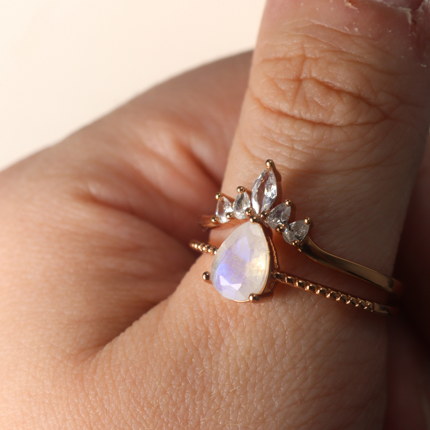 Lunar Princess Moonstone Ring Set