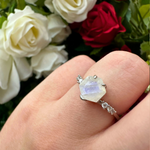 Ice Mirror Hexagon Moonstone Ring