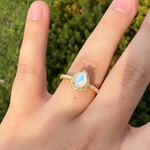 Golden Teardrop Gold Moonstone Ring