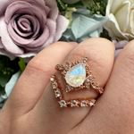 Goddess of the Moon Moonstone Ring Set