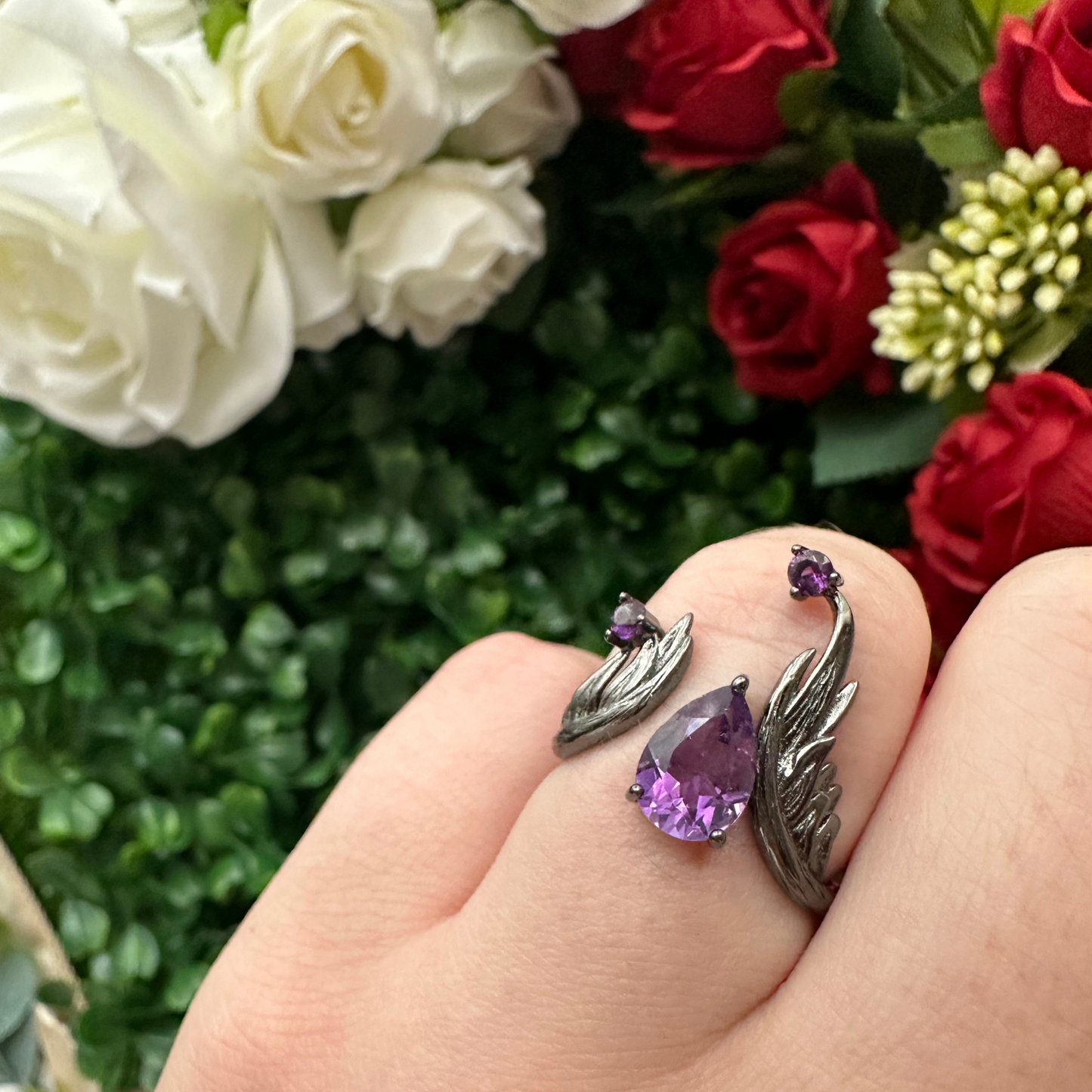 Dragon Heart Adjustable Amethyst Ring