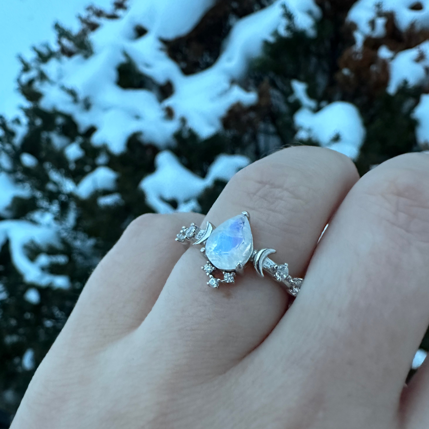 Lunar Phases Moonstone Ring