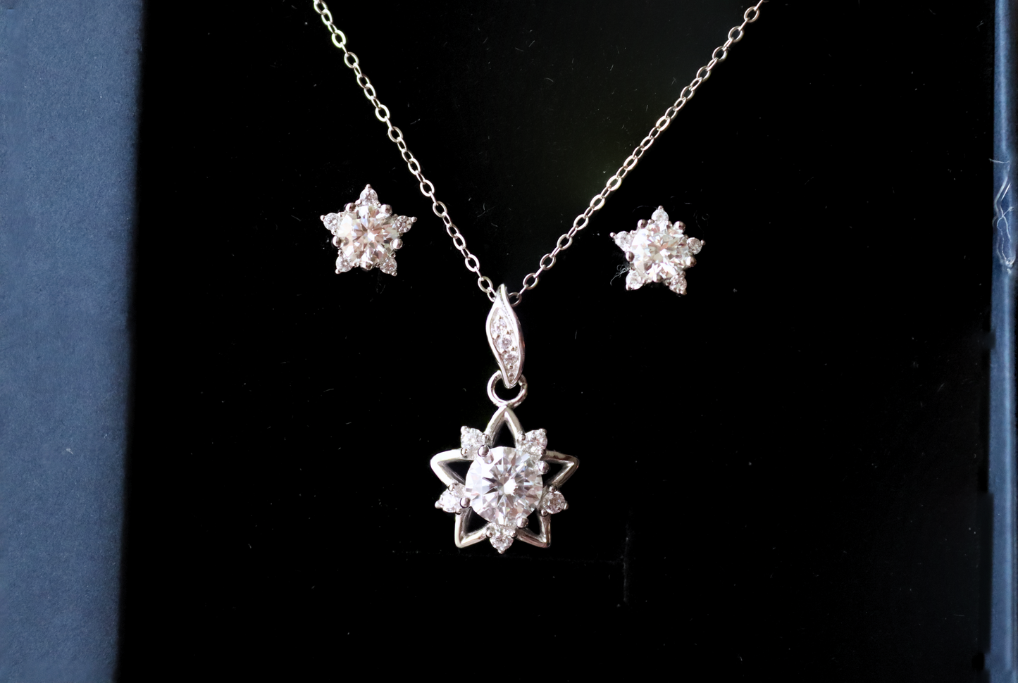 Stardust Moissanite Star Necklace and Earrings Set