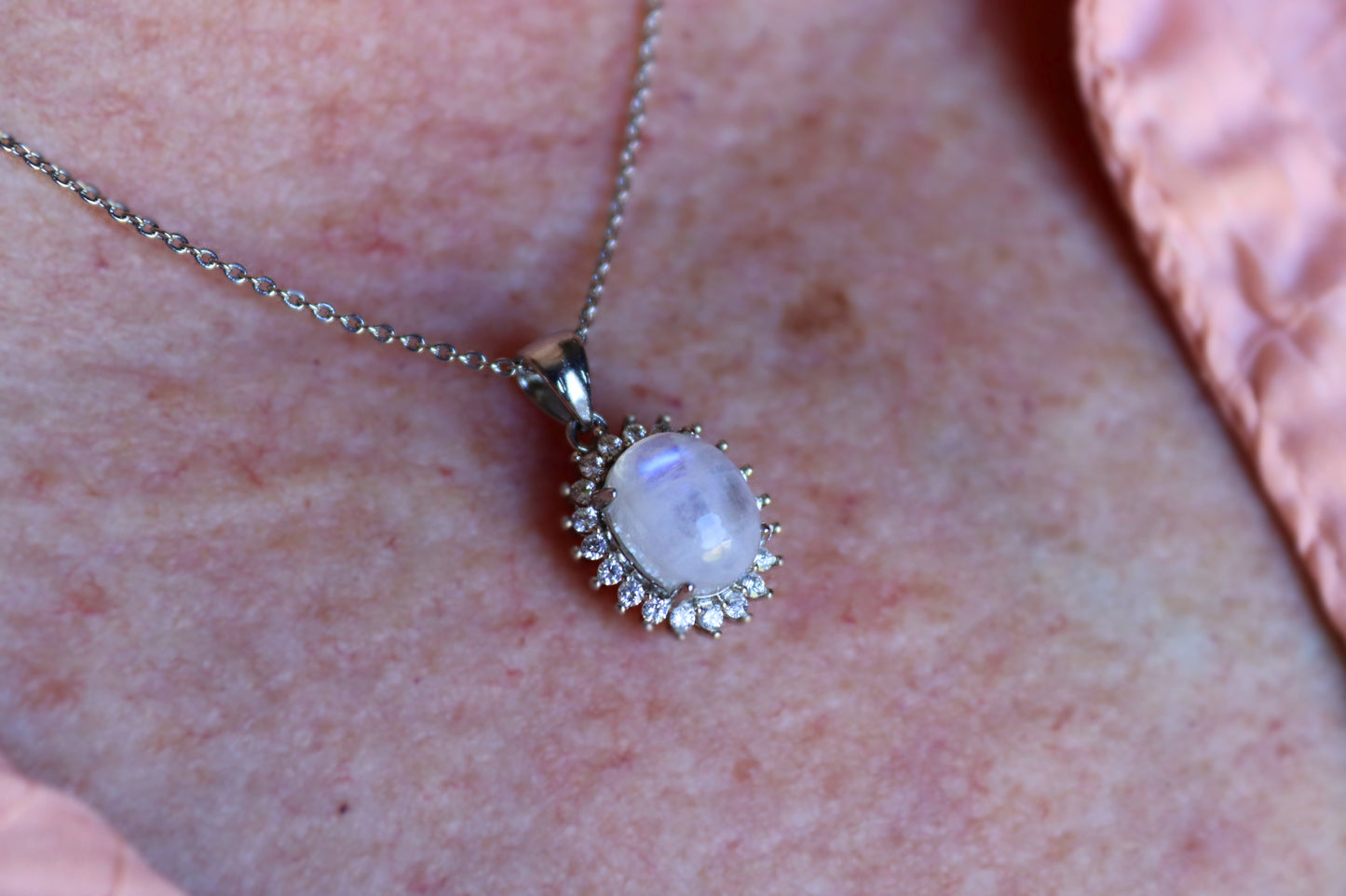 Sunflower Rainbow Moonstone Necklace and Earrings Set