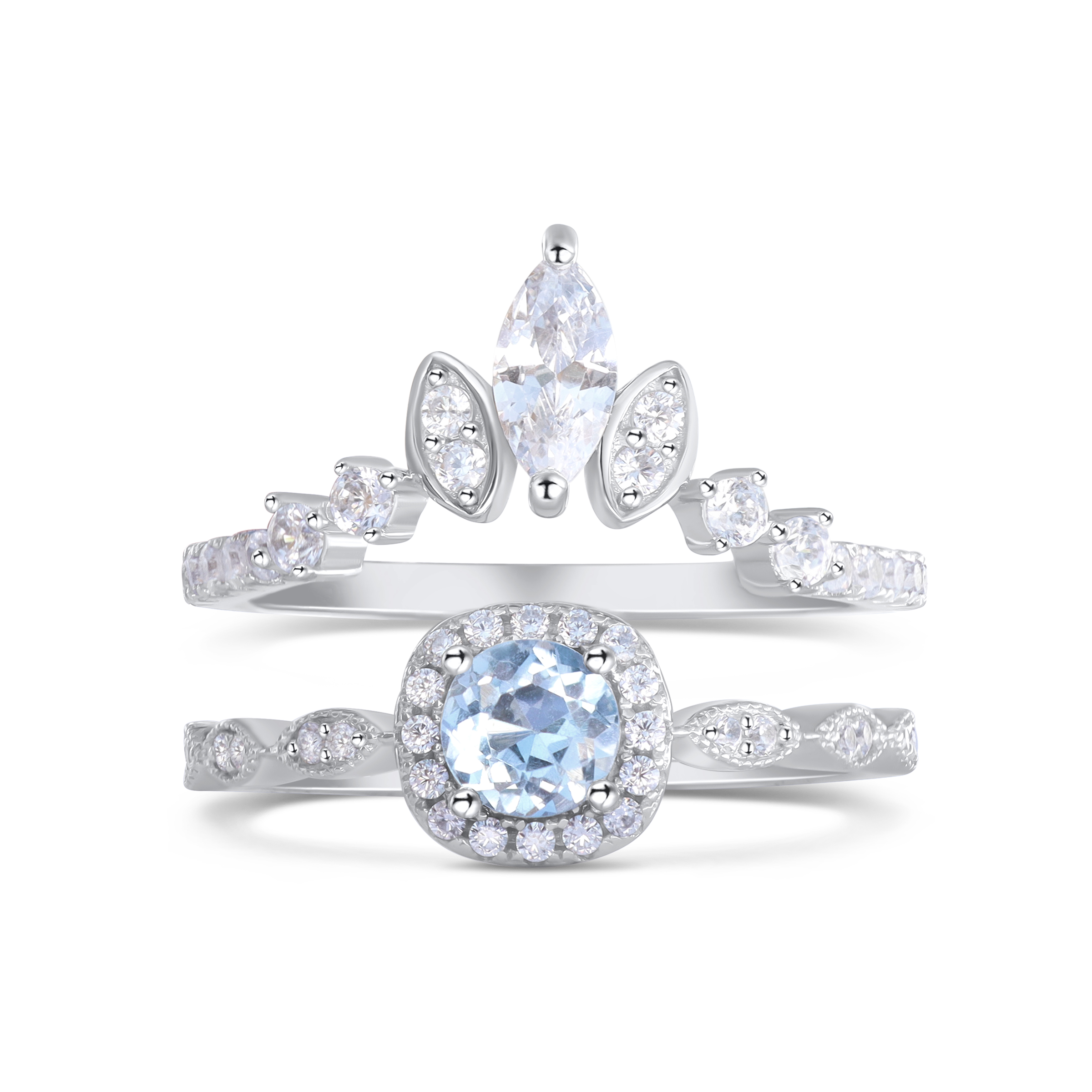 Cosmic Center and Queen of Stars Blue Topaz Ring Set – Written in the Stars