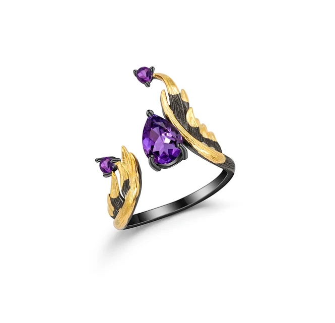 Dragon Heart Adjustable Amethyst Ring