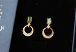 Morning Sun Moss Agate Gold Drop Earring Hoops