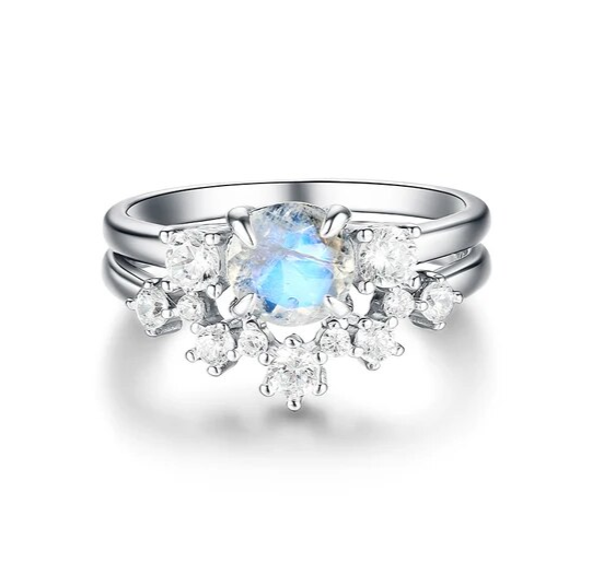 Bridge of Stars Moonstone Ring Set