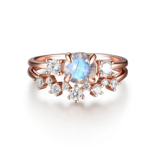 Bridge of Stars Moonstone Ring Set