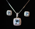 Princess Sky Blue Topaz Ring, Necklace, and Earrings Gift Set