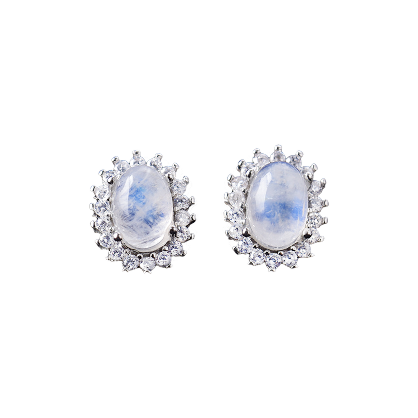 Sunflower Moonstone Silver Earrings