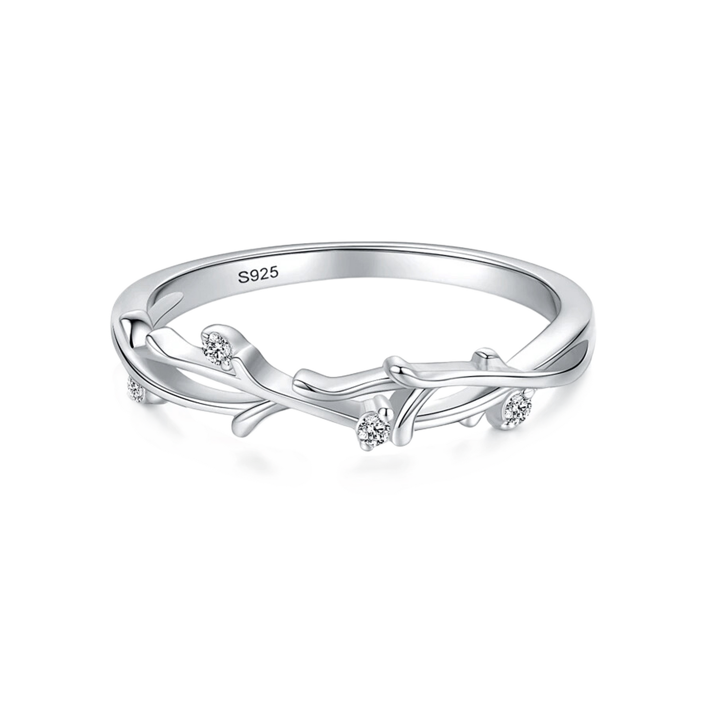 Rose Bud Crystal Stacking Ring Band