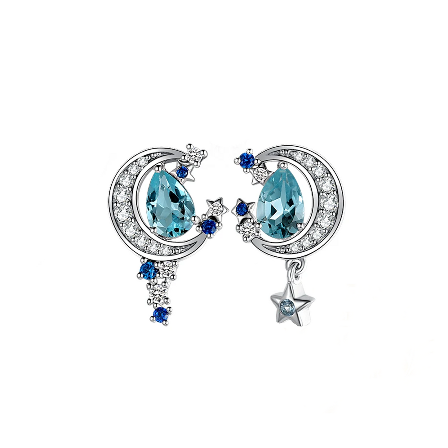 Lunar Tears Sky Blue Topaz Ring, Necklace, and Earrings Gift Set