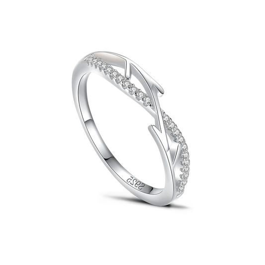 Tree Branch Crystal Stacking Ring Band