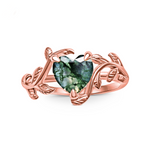 Mother Earth Moss Agate Heart Ring